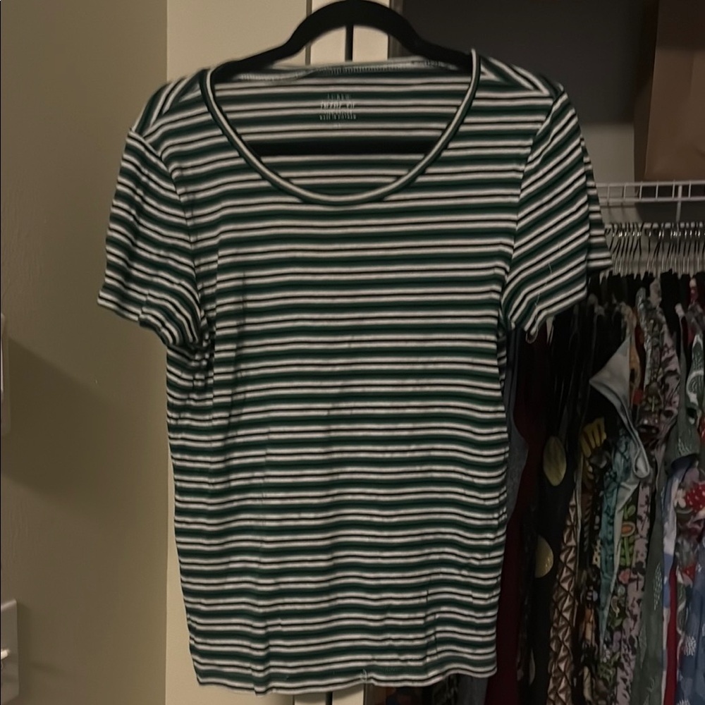 J. Crew Black and White Striped Short Sleeve Tee